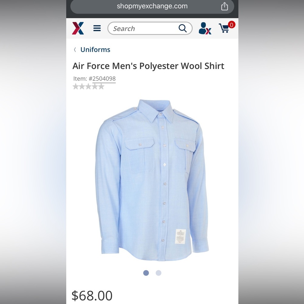 US Air Force Men's Poly/Wool Dress Shirt Long Sleeve